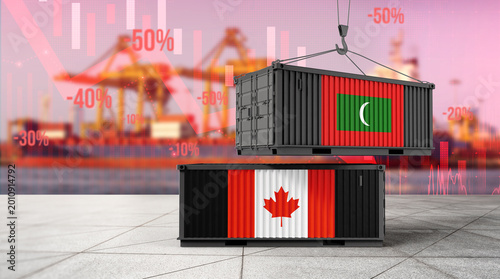Foto Trade containers represent international business and economic uncertainty, as evidenced by falling numbers and international trade activity