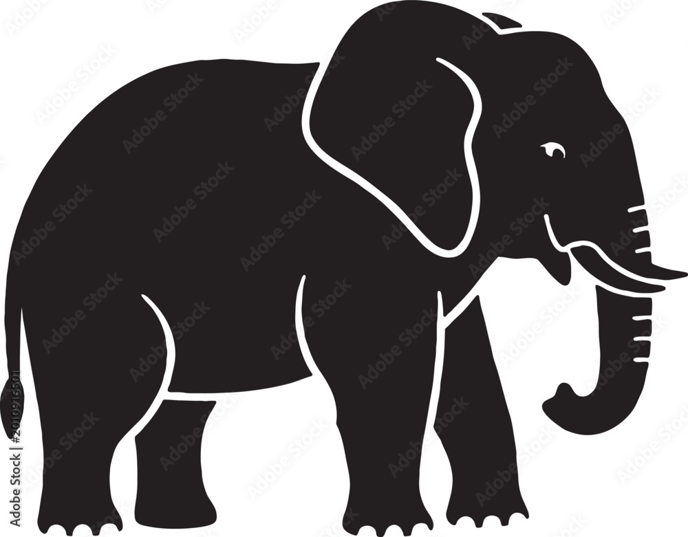 Fototapeta premium Elephant silhouette vector graphic design element large african wildlife mammal icon or symbol elephant silhouette wildlife illustration side view creature strength preserve