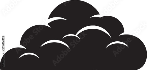 Puffy cloud silhouette vector graphic icon weather element or sky design symbol silhouette atmosphere abstract illustration condensation imagination background minimalist sunlight
