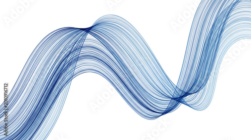 Abstract blue wave pattern on a white background, a fluid and dynamic digital artwork illustration