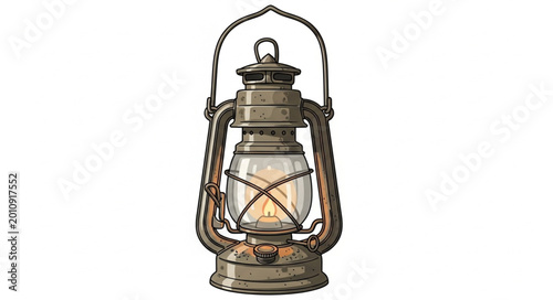 Konstfotografi Vintage kerosene lantern with a glowing wick.