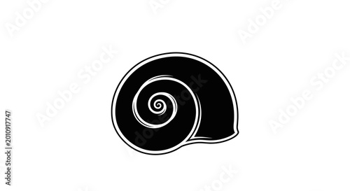 Obraz na płótnie Minimalist black spiral sn.ail shell icon on white background