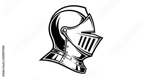 Medieval Knight Helmet Profile Illustration