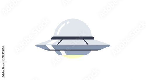 Canvastavla Retro flying saucer UFO, alien spacecraft, science fiction, isolated on white ba
