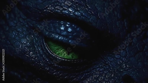 Dragon's eye blinks in close-up