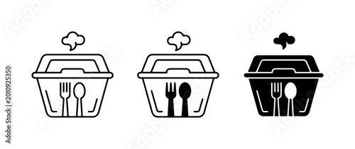 Food Container Icon Pack Black And White