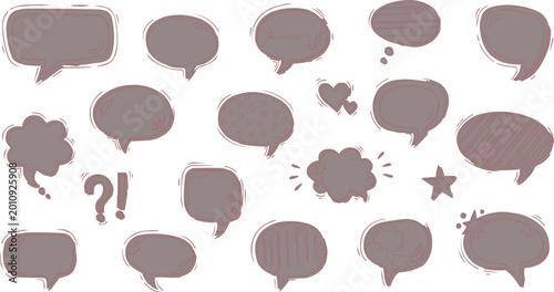 Bild auf Leinwand Thought bubbles featuring diverse rounded and cloud-like shapes serve as versatile design elements for text and messaging