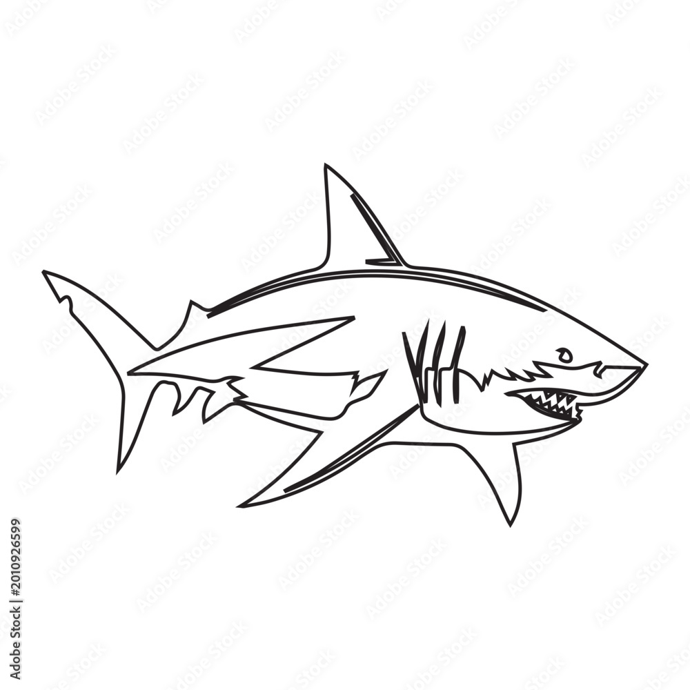Obraz premium Shark Outline Illustration