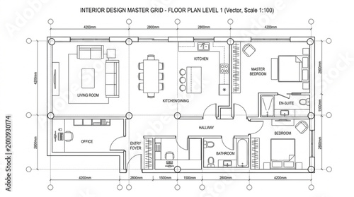 Konstfotografi Architectural Floor Plan Blueprint Design Layout.