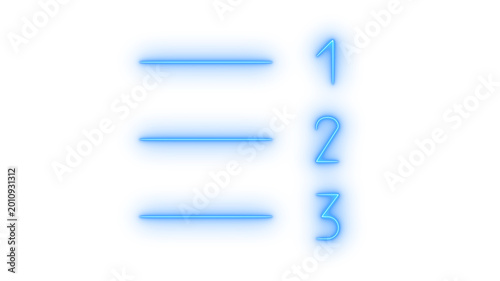 Foto Glowing neon numbered list icon isolated on transparent background