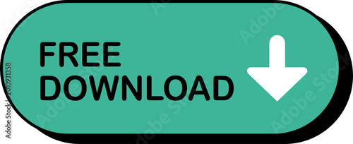 Bilde på lerret Free download button with white arrow isolated on transparent background