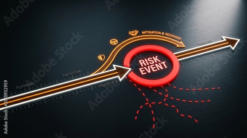 Risk management concept with project timeline and mitigation strategy