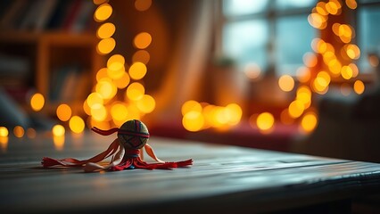mongolian. Mongolian Naadam festival silk scarf ornament with fairy lights. representing cultural heritage and milestone achievements.