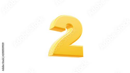 Free Download Luxury Gold Metallic Number 2 for Anniversary and Birthday Celebration. Realistic 3D Golden Number Two Isolated on Transparent Background. - GFXLoad