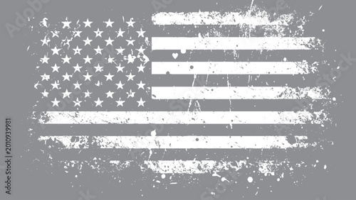 Photos Grunge USA flag with cracked distressed vintage texture Black and white American