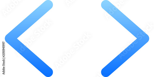 Obraz na płótnie Sleek blue code brackets icon with vibrant gradient stroke for programming and w