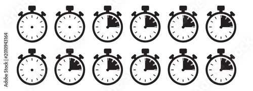 Canvastavla Set of stopwatch icons showing different time intervals from zero to thirty minutes
