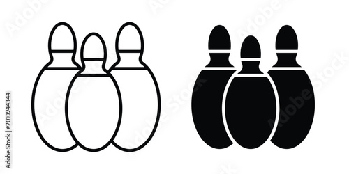 Schilderij op canvas Bowling pins icon vector glyph and thin stroke collection