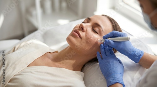 Close-Up Of Woman Receiving Microneedling