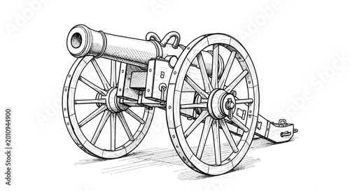 Photos Vintage Cannon Illustration on White Background