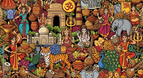 Vibrant Indian Culture Collage - A Celebration of Tradition and Heritage.