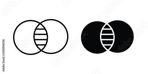 Photos Diagram venn icon vector glyph and thin stroke collection