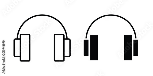 Canvas Print Ear muffs icon vector glyph and thin stroke collection