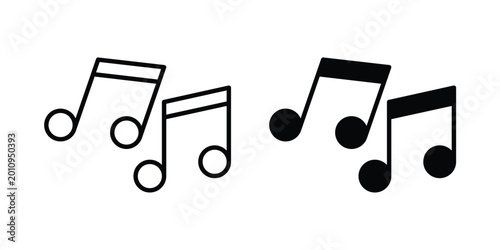 Tableau sur toile Music icon vector glyph and thin stroke collection