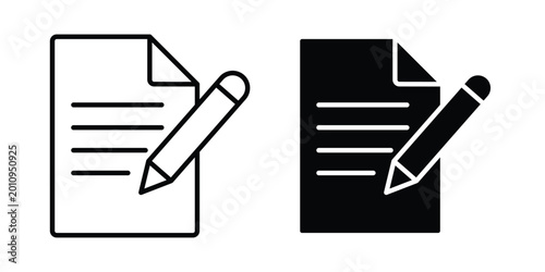Bild auf Leinwand Note icon vector glyph and thin stroke collection
