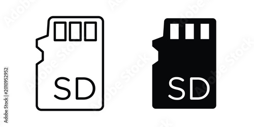 Schilderij op canvas Sd card icon vector glyph and thin stroke collection
