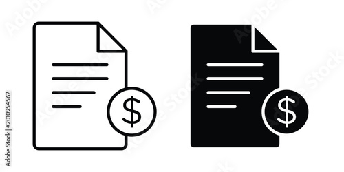 Fotografi Tax icon vector glyph and thin stroke collection