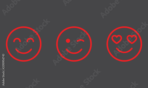 Tableau sur toile Red illustration icon of a smiley face.