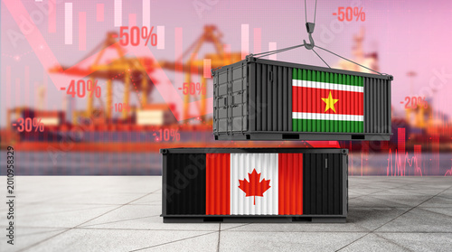 Bild auf Leinwand Trade Dynamics: A visual metaphor depicting the trade relationship between Canada and Suriname