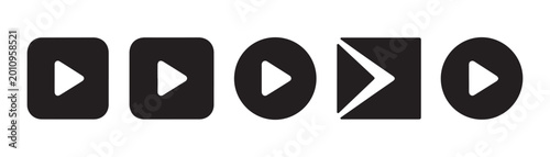 Free Download Various play button styles inside square and circular frames for modern digital interface layouts. - GFXLoad