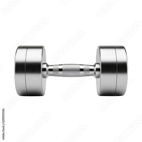 Professional chrome dumbbell for weightlifting isolated on transparent background