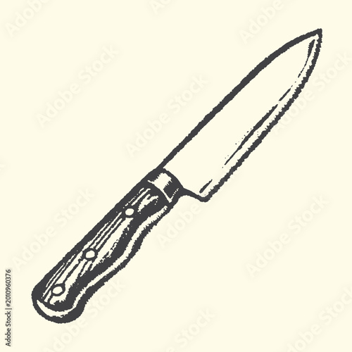 Photography Illustration of a kitchen knife with a wooden handle food preparation illustrati