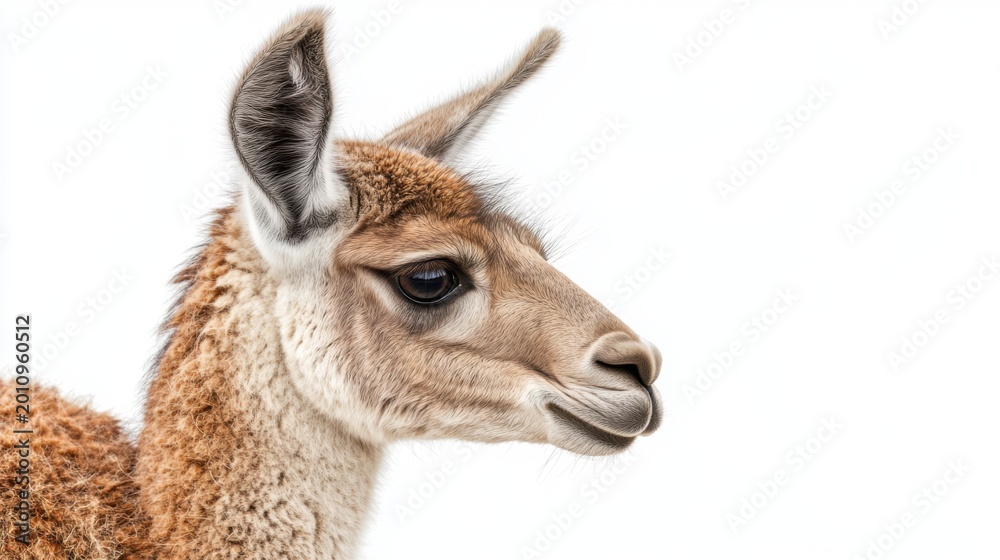 Fototapeta premium Close-up Portrait of a Llama's Adorable Face and Fur Texture