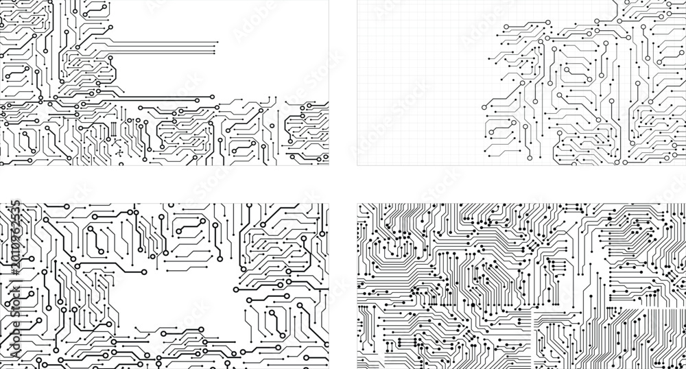 Fototapeta premium Printed circuit board (PCB) collection tracks isolated on white background.