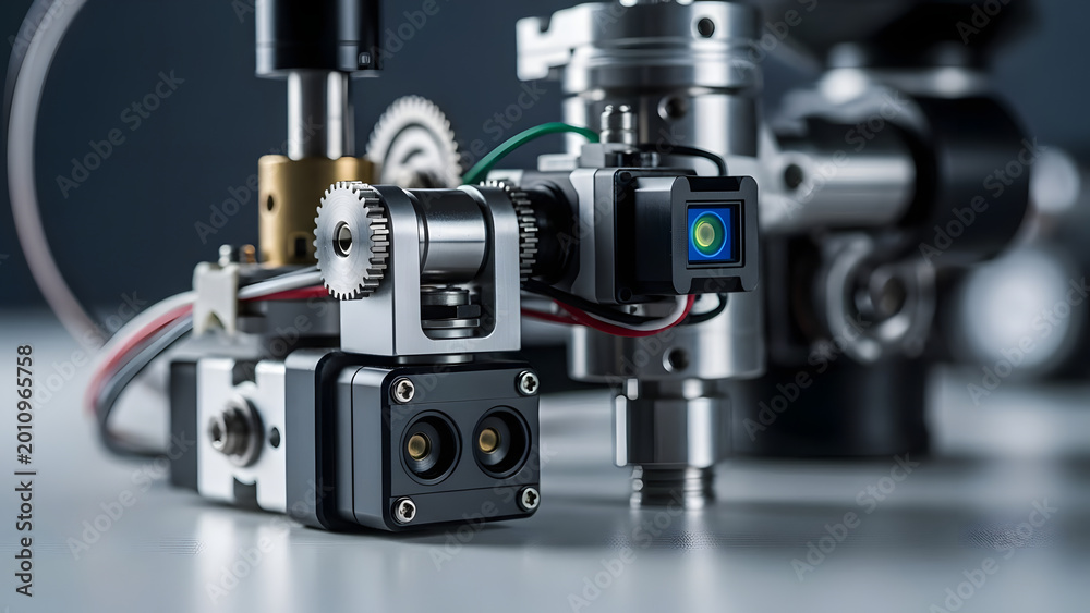 Fototapeta premium Precision engineered robot component with gears and integrated sensor technology