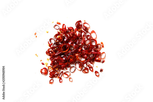 Japanese red pepper rings for cooking.