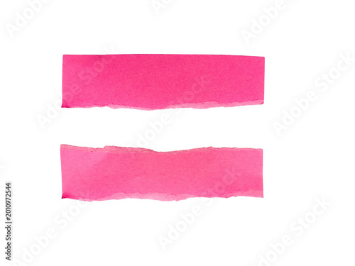 Foto Two pink fabric strips with slight uneven edges on a clean surface