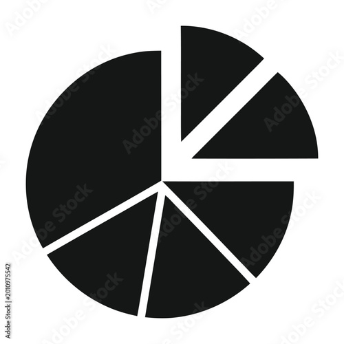 фотографія Black pie chart icon for data analysis statistics proportional representation wi