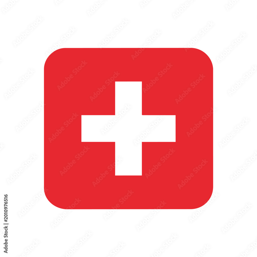 Obraz premium Switzerland Flag Symbol on a Red Rounded Square Background Graphic