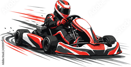 Foto Go Kart Racer in Action with Motion Streaks karting