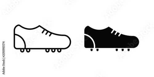 Tableau sur toile Cleats icon thin line and black silhouette flat style