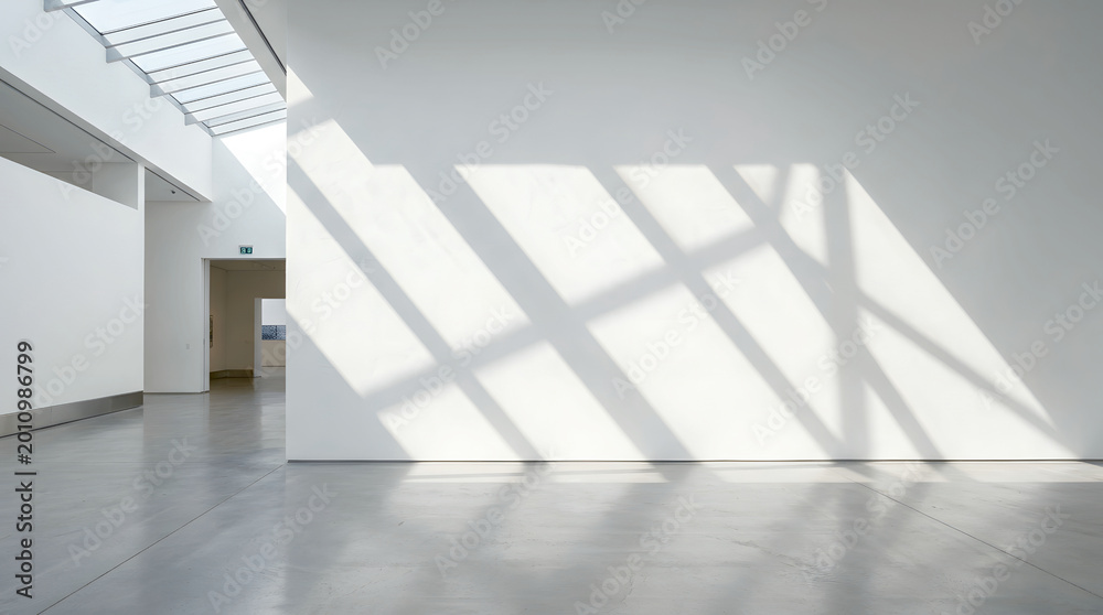 Obraz premium Sunlight and Monstera plant shadow on concrete wall in modern room