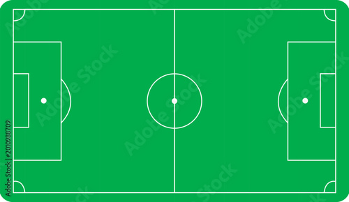 Schilderij op canvas Flat green soccer pitch with white lines for football game eps 10