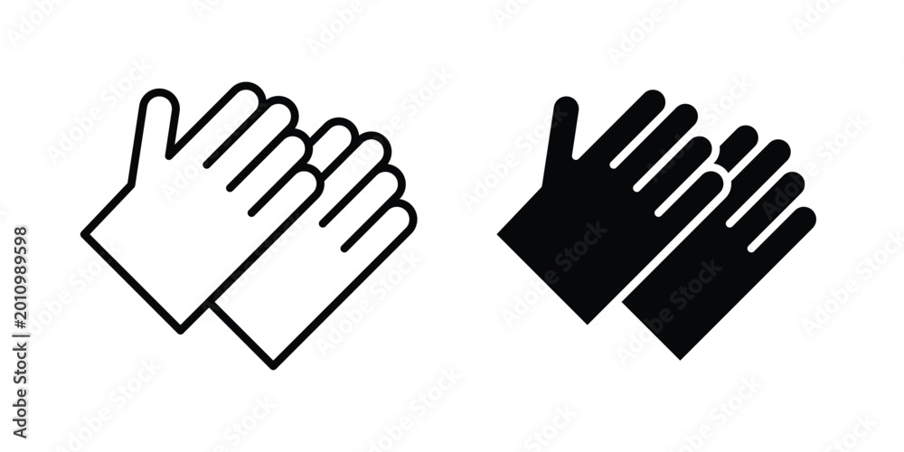 Fototapeta premium Gloves icon thin line and black silhouette flat style