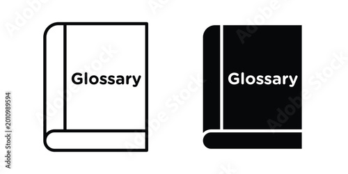 Foto Glossary icon thin line and black silhouette flat style