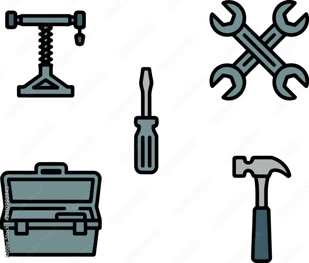 Fototapeta premium Handyman tools and repair equipment icon set